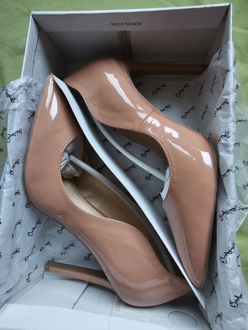 Qupid Glossy Blush Patent Pointed-Toe Stiletto Heels